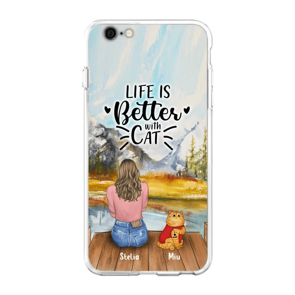 Personalized Cat Mom Phone Case - Gifts For Cat Lovers With Up to 3 Cats - Home Is Where The Paws Are - I Love Mom - Case For iPhone, Samsung And Xiaomi - Agenda365.com