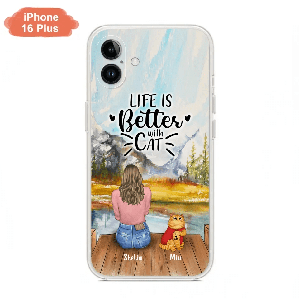 Personalized Cat Mom Phone Case - Gifts For Cat Lovers With Up to 3 Cats - Home Is Where The Paws Are - I Love Mom - Case For iPhone, Samsung And Xiaomi - Agenda365.com
