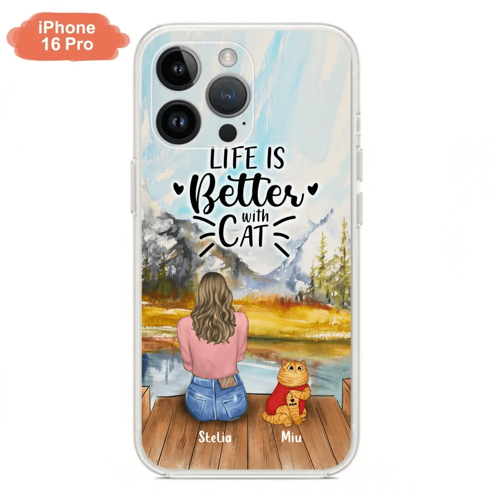 Personalized Cat Mom Phone Case - Gifts For Cat Lovers With Up to 3 Cats - Home Is Where The Paws Are - I Love Mom - Case For iPhone, Samsung And Xiaomi - Agenda365.com