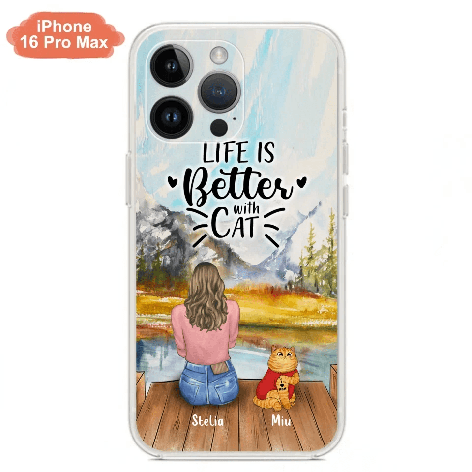 Personalized Cat Mom Phone Case - Gifts For Cat Lovers With Up to 3 Cats - Home Is Where The Paws Are - I Love Mom - Case For iPhone, Samsung And Xiaomi - Agenda365.com