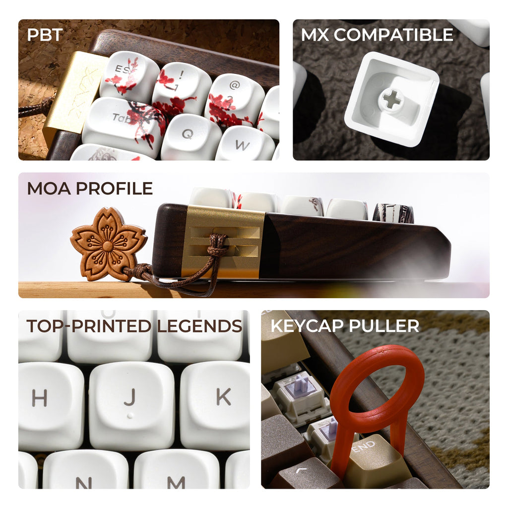 XVX Mono Plum Blossom MOA Profile Shine-Through PBT Keycap Set - Agenda365.com