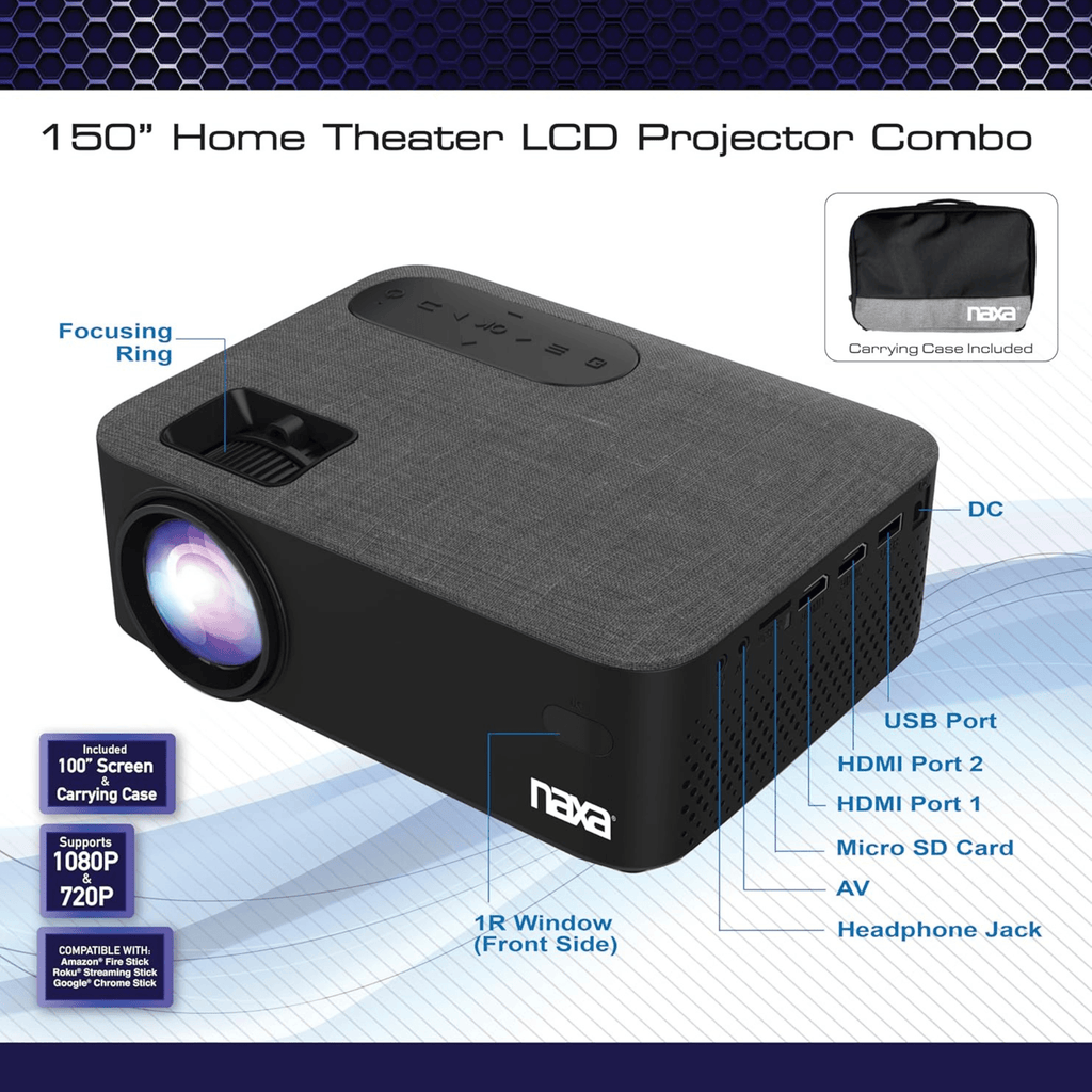 Naxa 150" Home Theater LCD Projector Combo - Refurbished - Agenda365.com