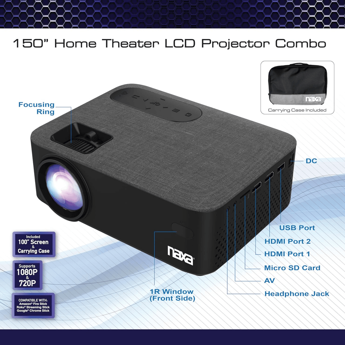 Naxa 150" Home Theater LCD Projector Combo - Refurbished - Agenda365.com