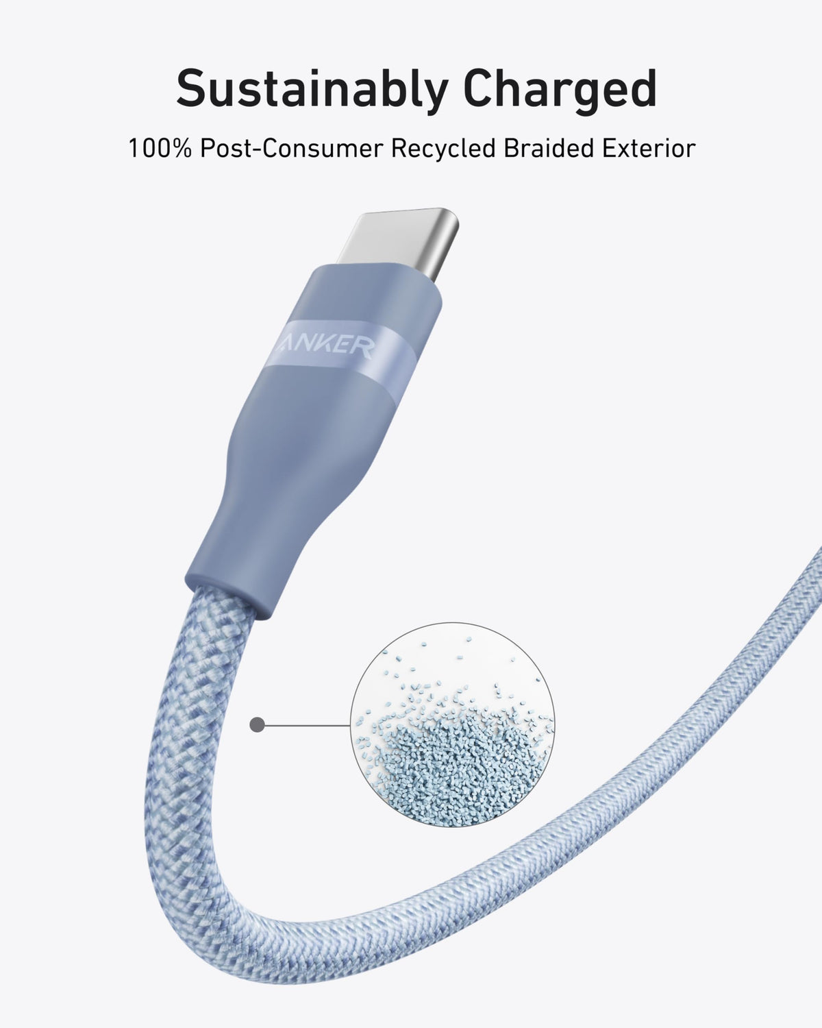 Anker USB-C to USB-C Cable (3 ft / 6 ft, 240W, Upcycled-Braided) - Agenda365.com