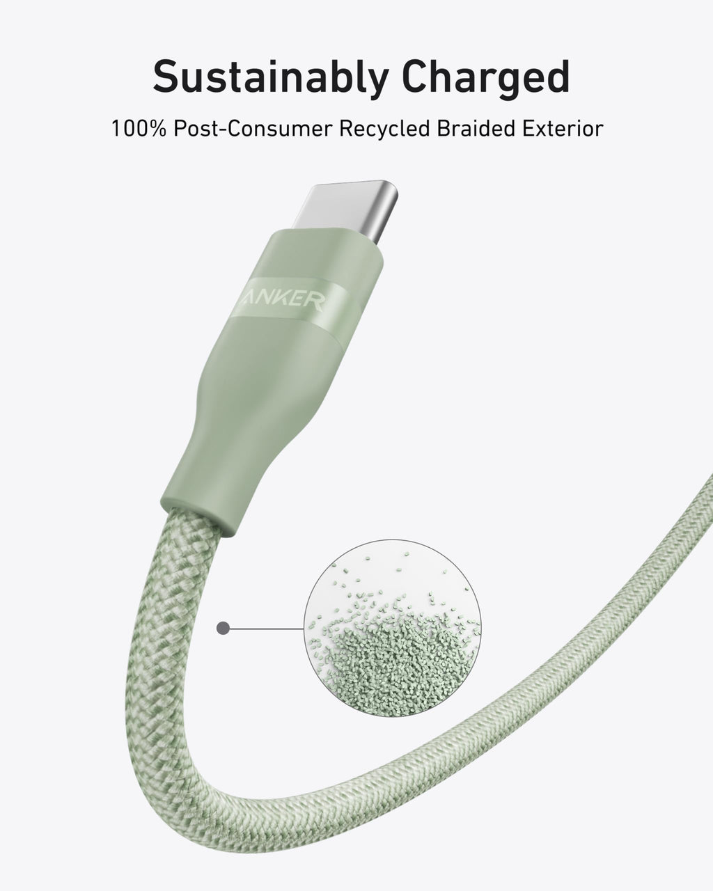 Anker USB-C to USB-C Cable (3 ft / 6 ft, 240W, Upcycled-Braided) - Agenda365.com