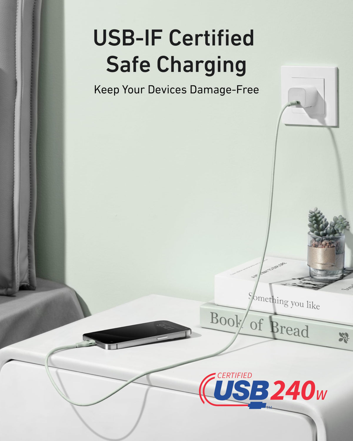 Anker USB-C to USB-C Cable (3 ft / 6 ft, 240W, Upcycled-Braided) - Agenda365.com