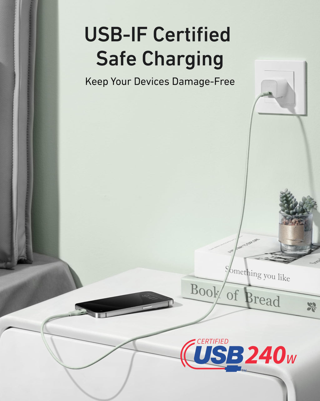 Anker USB-C to USB-C Cable (3 ft / 6 ft, 240W, Upcycled-Braided) - Agenda365.com