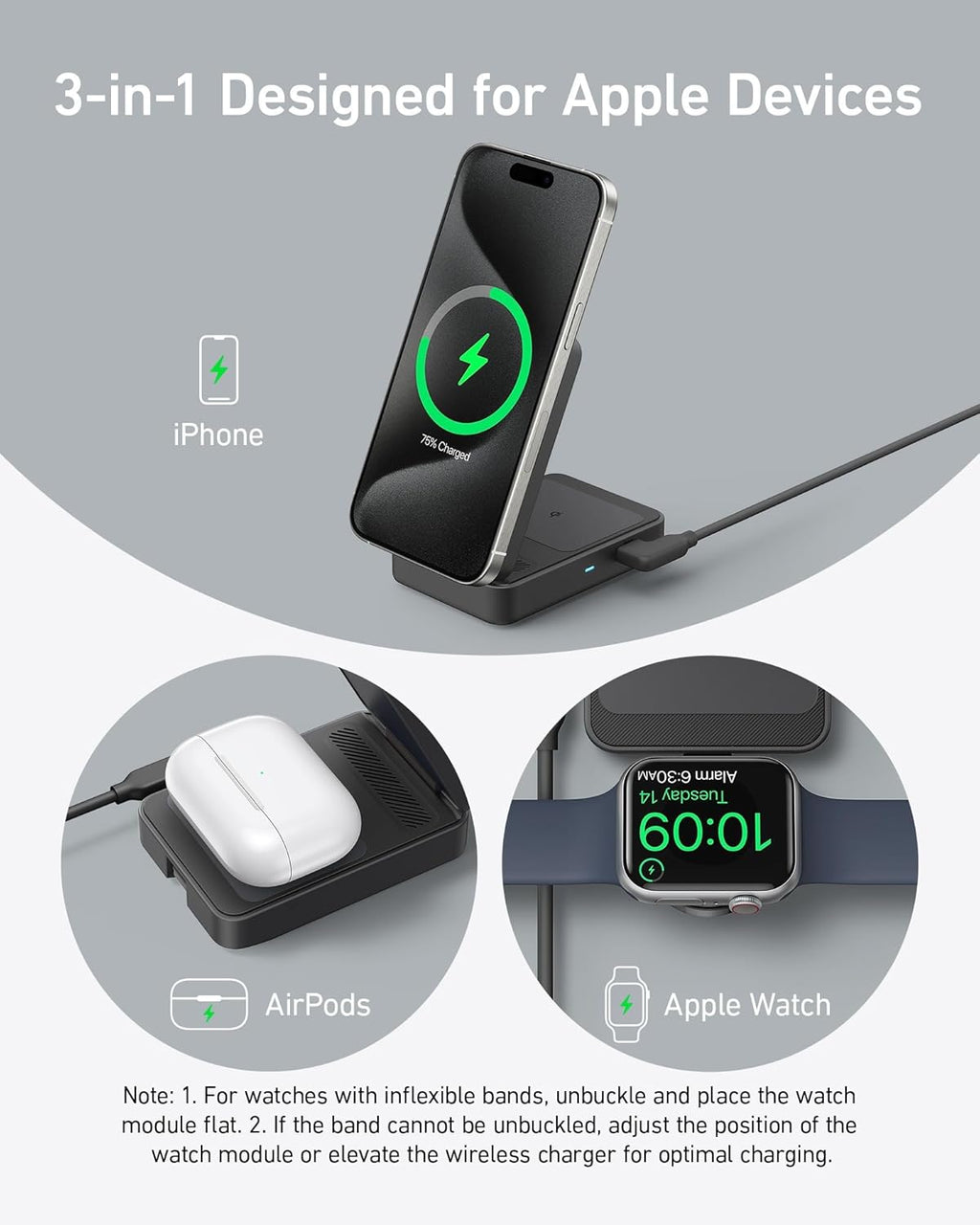 Anker MagGo Wireless Charging Station (Foldable 3-in-1) - Agenda365.com