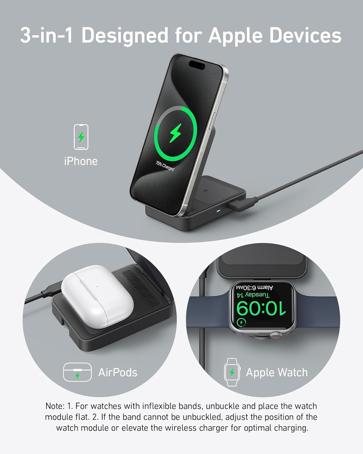 Anker MagGo Wireless Charging Station (Foldable 3-in-1) - Agenda365.com