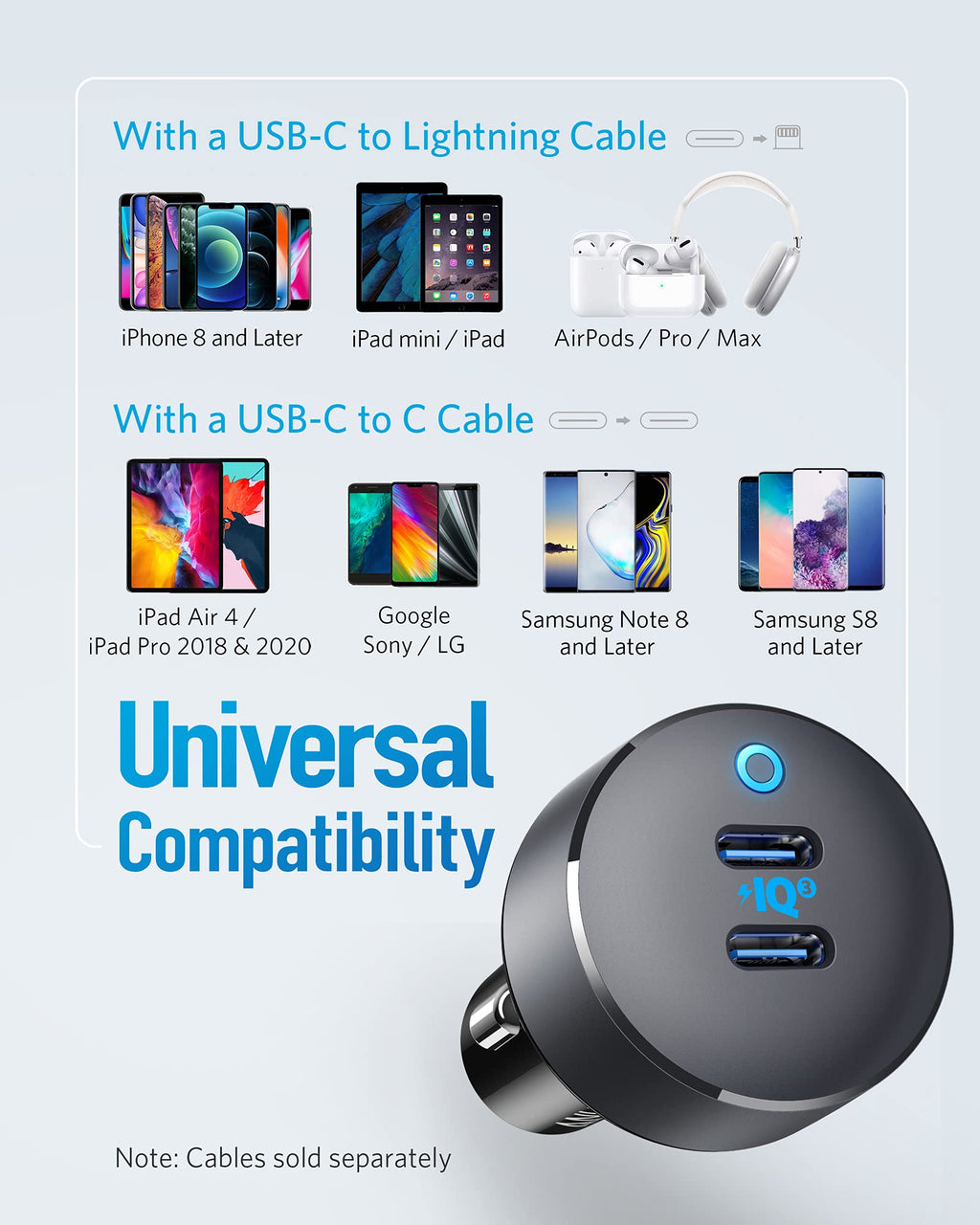 Anker <b>PowerDrive III</b> Duo USB-C Car Charger - Agenda365.com