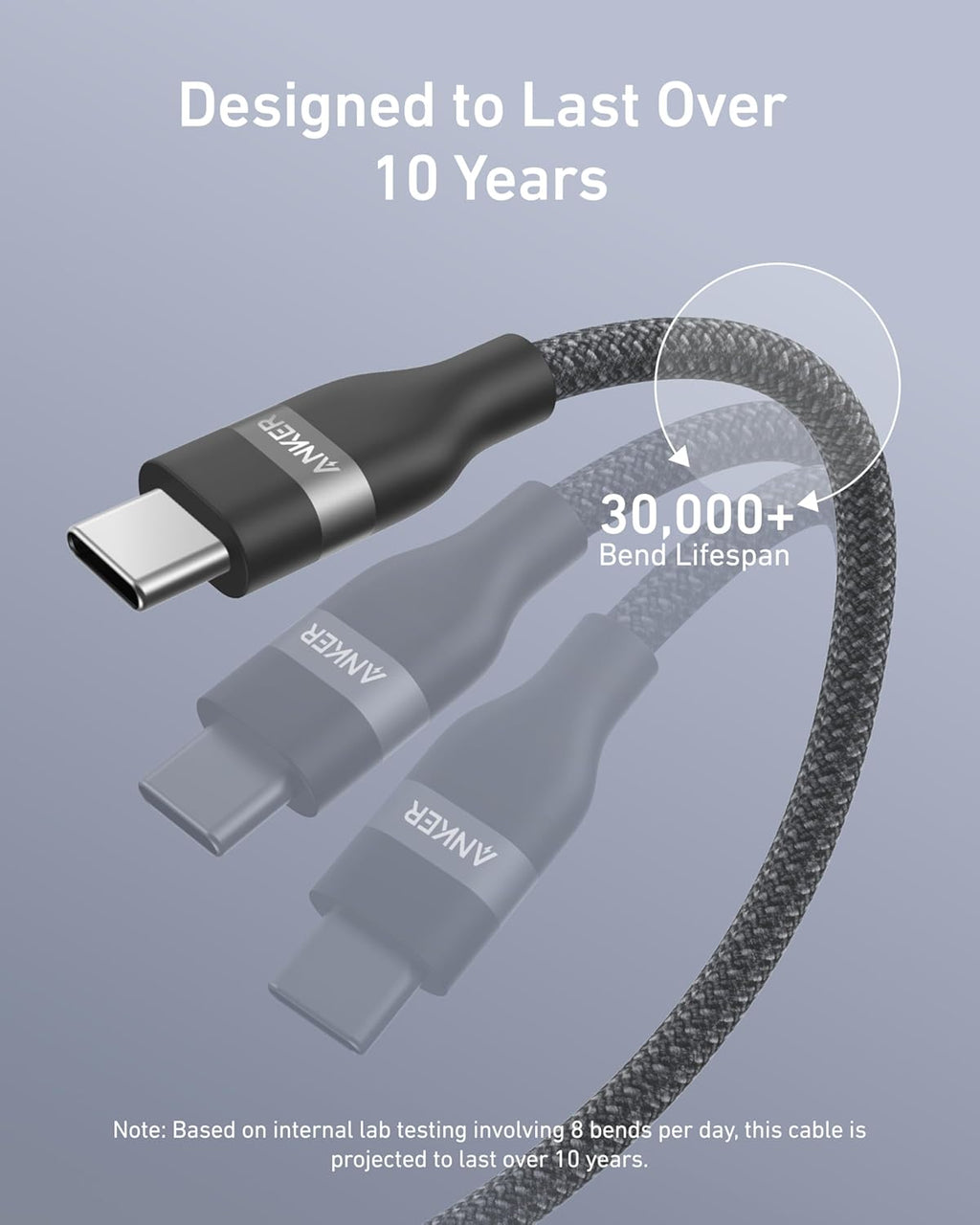 Anker USB-C to USB-C Cable (3 ft / 6 ft, 240W, Upcycled-Braided) - Agenda365.com