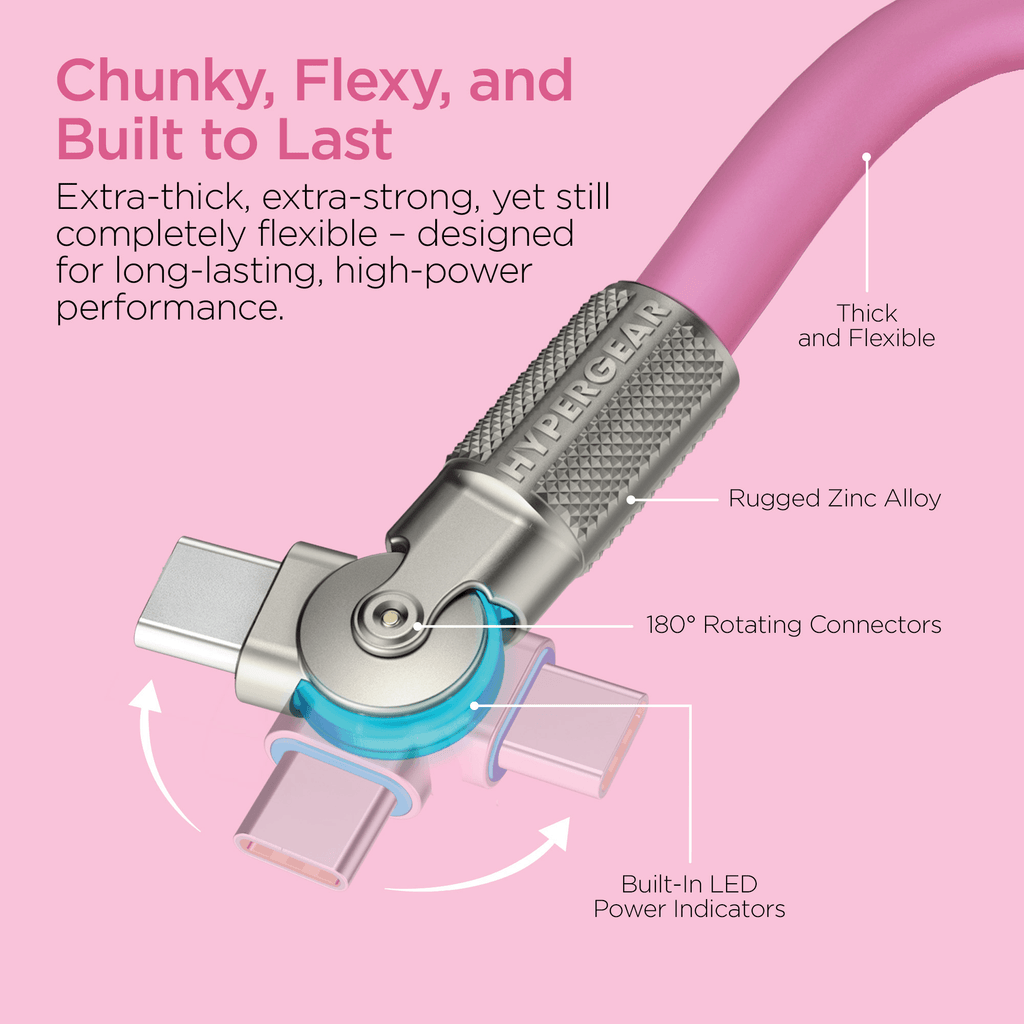 HyperGear Chunky180° 100W USB-C to USB-C Rugged Fast Charge Cable 6ft - Agenda365.com
