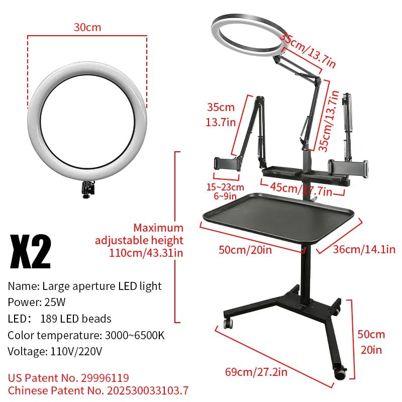 TAIDU PROMOTION MULTI-FUNCTIONAL DOUBLE HOLDER TATTOO BENCH WITH LIGHT - Agenda365.com
