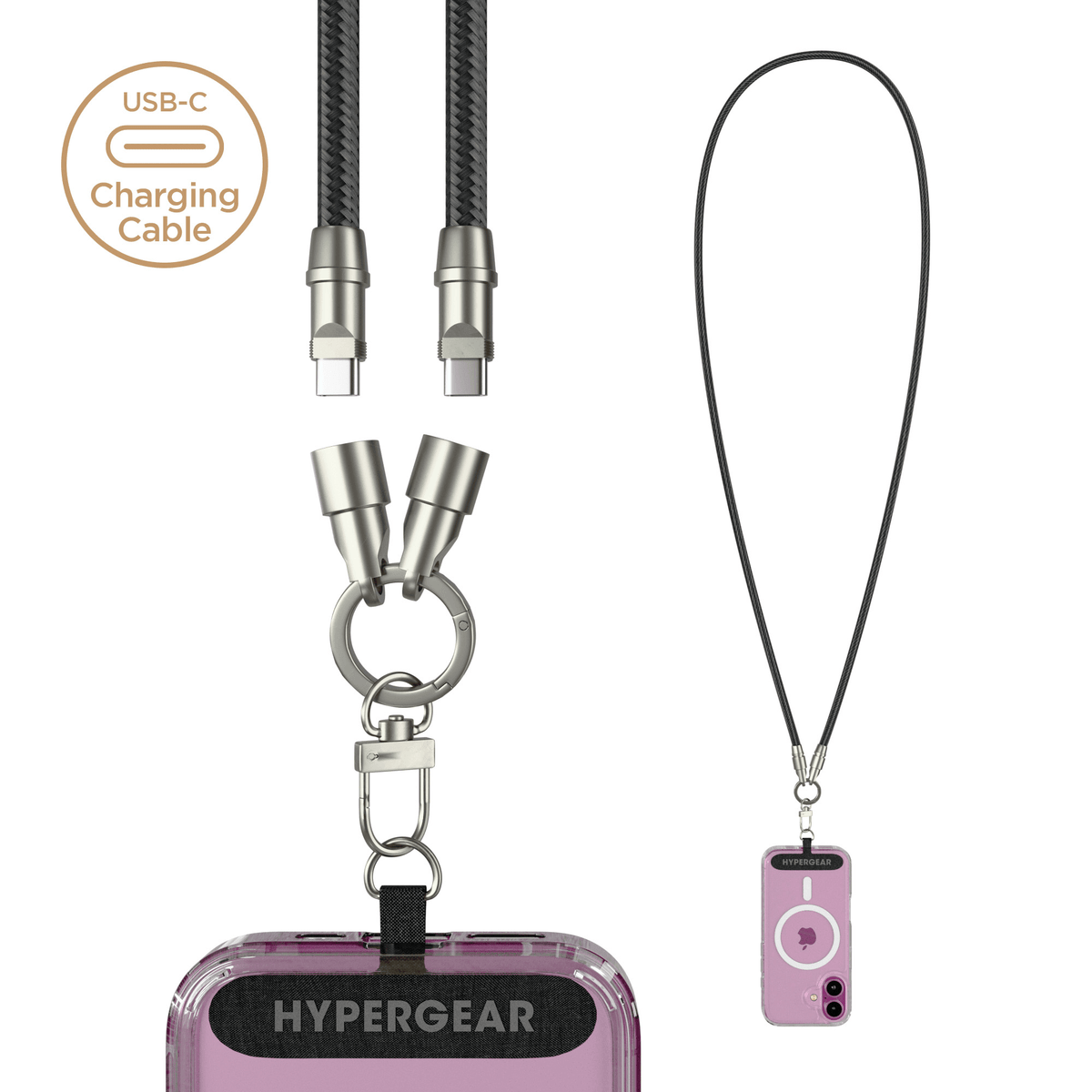 HyperGear 2-in-1 Universal Crossbody Phone Strap and Charging Cable - Agenda365.com