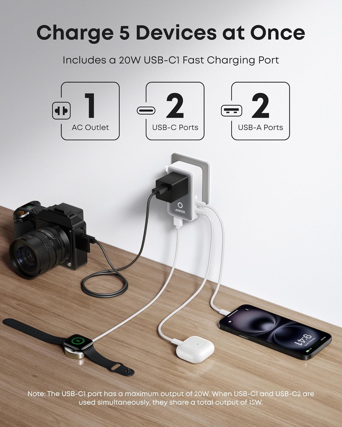 Anker Nano Travel Adapter (5-in-1, 20W, 1-Pack) - Agenda365.com