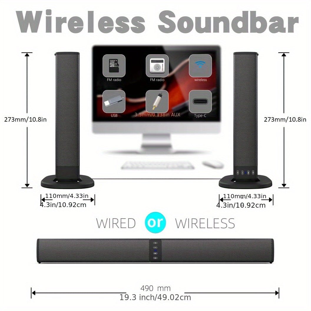 Wireless Soundbar for TV – 2-in-1 Detachable Bluetooth Speaker - Agenda365.com