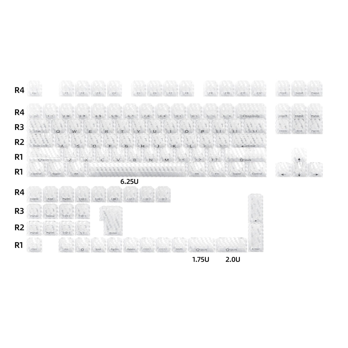 XVX Carbon Fiber Textured Cherry Profile PC Keycap Set - Agenda365.com