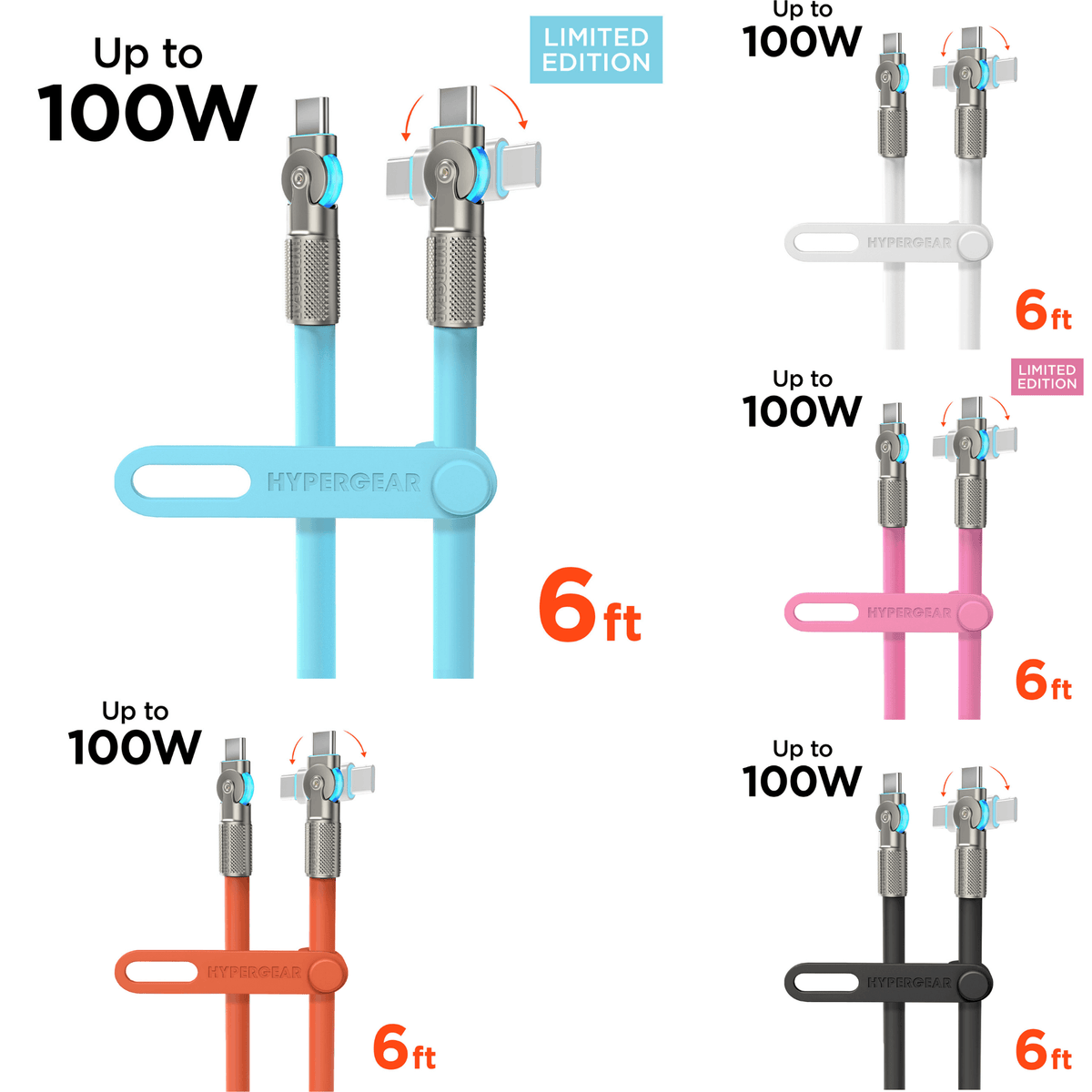 HyperGear Chunky180° 100W USB-C to USB-C Rugged Fast Charge Cable 6ft - Agenda365.com