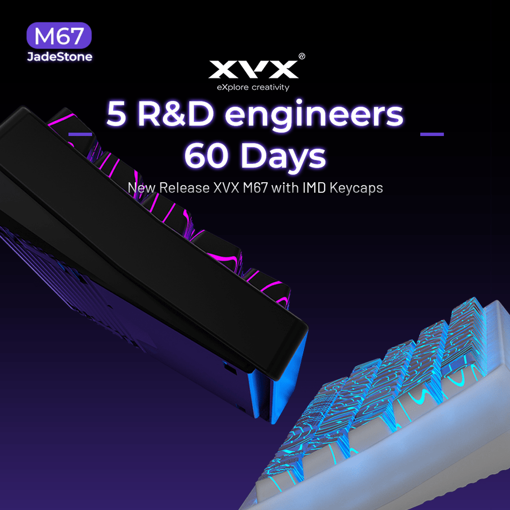 XVX M67 JadeStone Stellar White Tri-Mode RGB Mechanical Keyboard - Agenda365.com