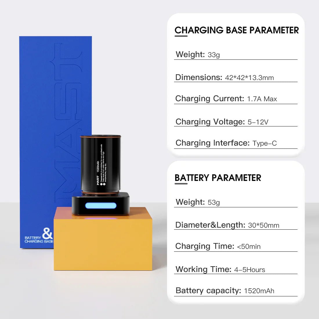 Original Battery&Charging Base for MAST Racer Pro Wireless Tattoo Pen Machine - Agenda365.com