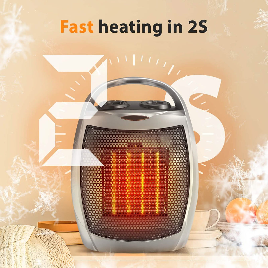 1500W Portable Ceramic Space Heater with Thermostat & Safety Protection with Carry Handle - Agenda365.com