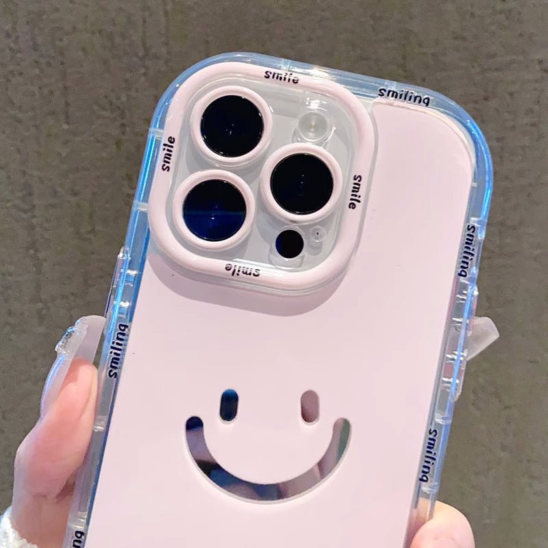 Mirror cream case suitable for Apple 16 Promax phone case with painted smiling face on iPhone 14/13 - Agenda365.com