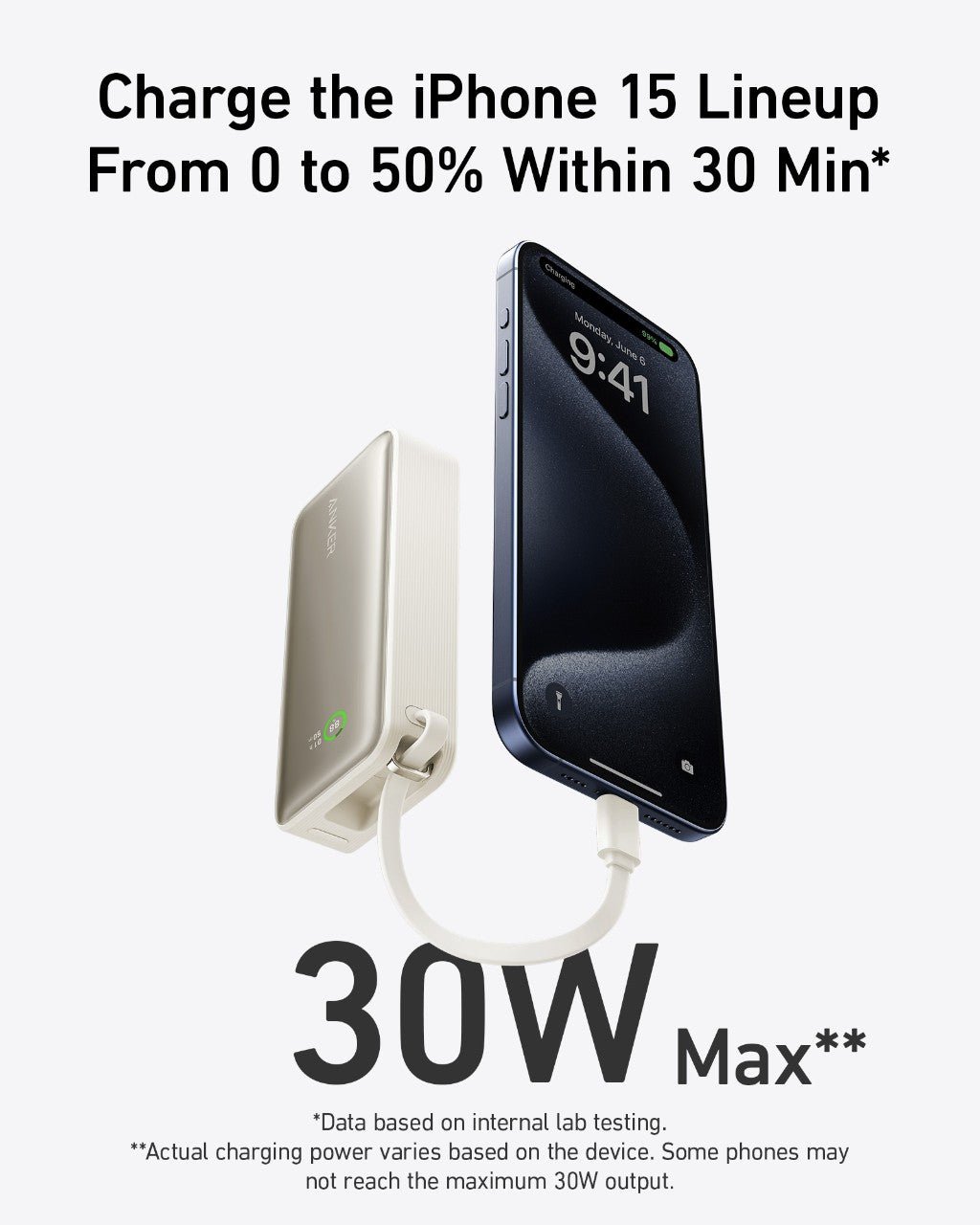 Anker Nano Power Bank (30W, Built-In USB-C Cable) - Agenda365.com