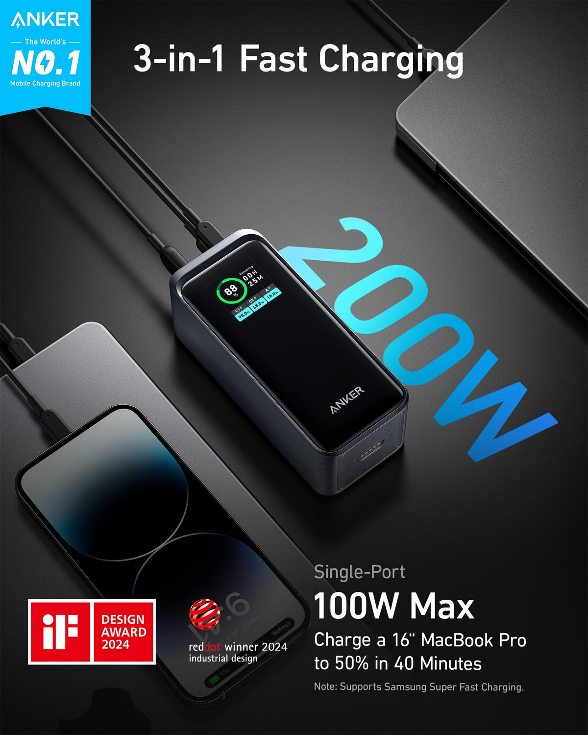 Anker Prime Power Bank (20K, 200W) - Agenda365.com