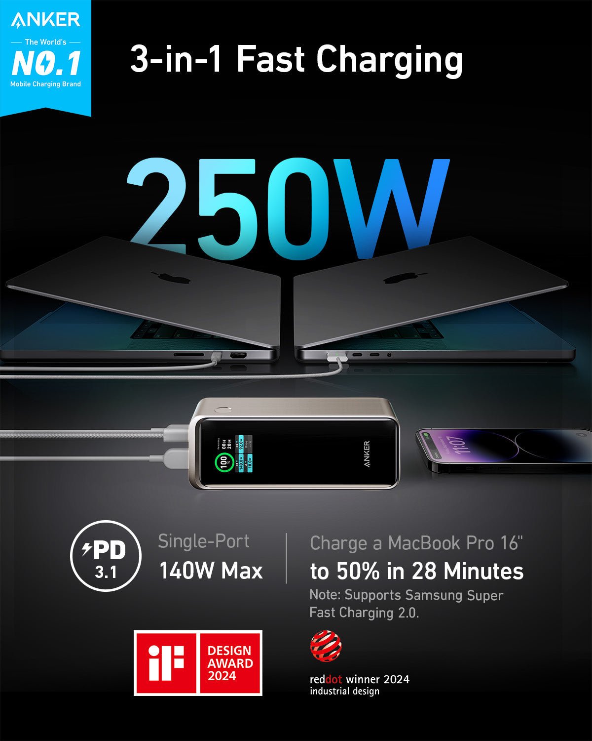 Anker Prime Power Bank (27K, 250W) - Agenda365.com