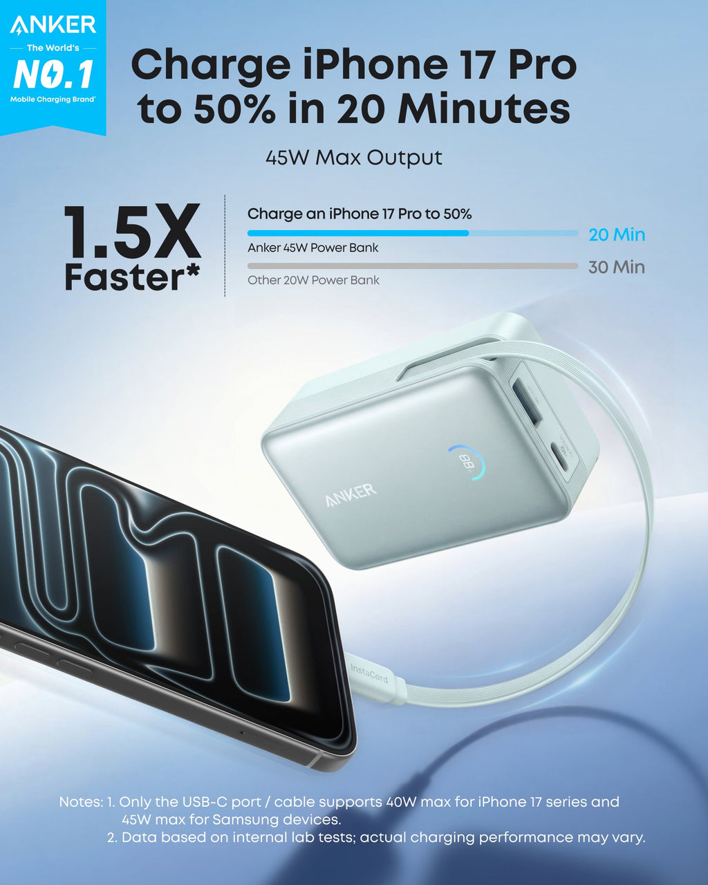 Anker Nano Power Bank (10K, 45W, Built-In Retractable USB-C Cable) - Agenda365.com