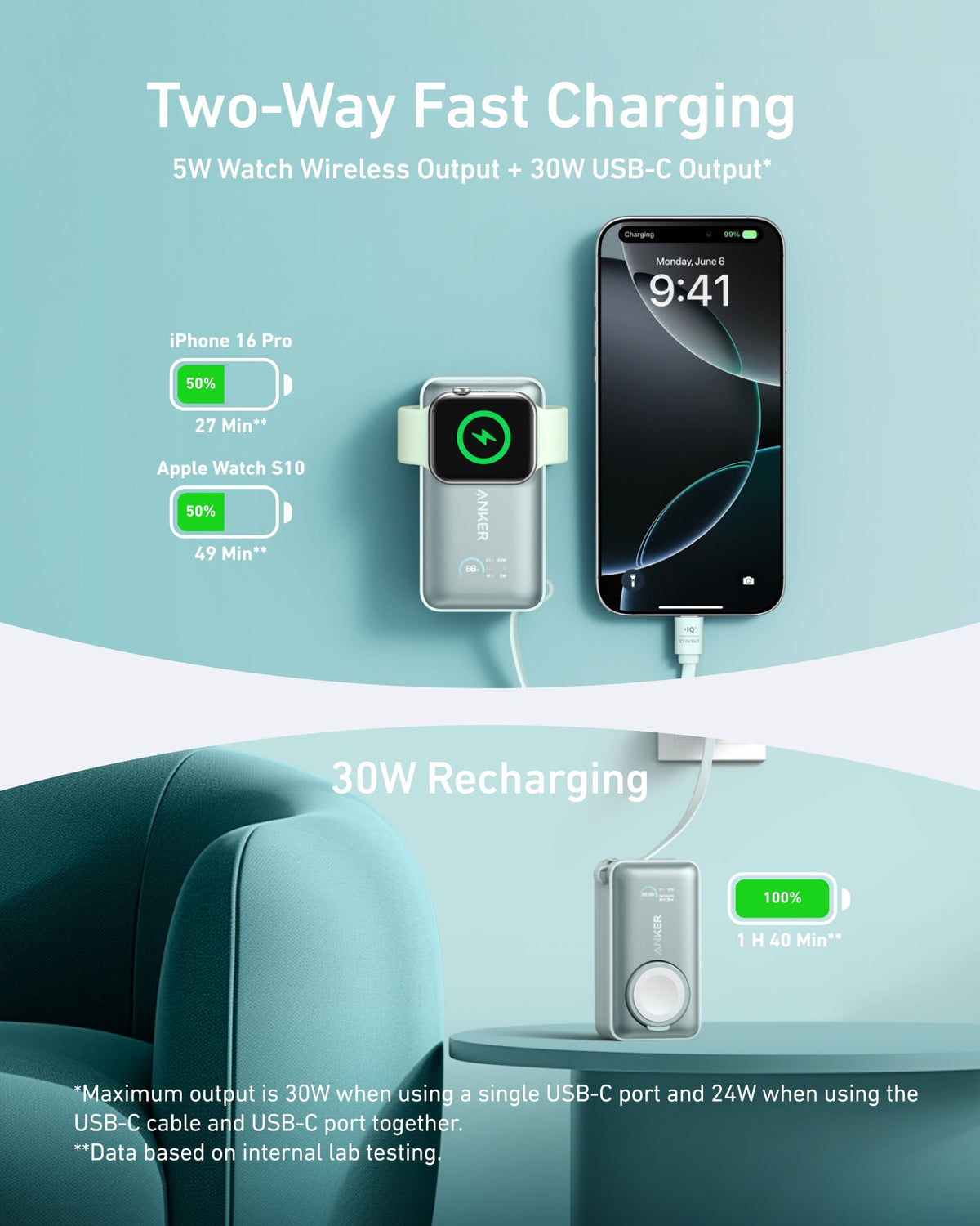 Anker MagGo Power Bank (10K, 35W, For Apple Watch) - Agenda365.com