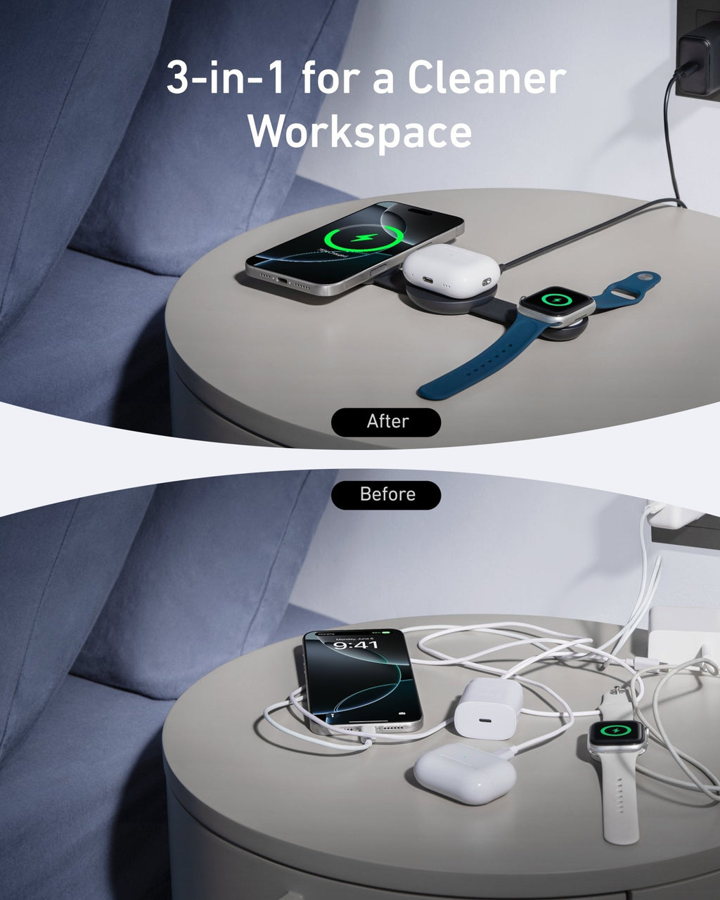 Anker MagGo Wireless Charging Station (3-in-1, Foldable Pad) - Agenda365.com