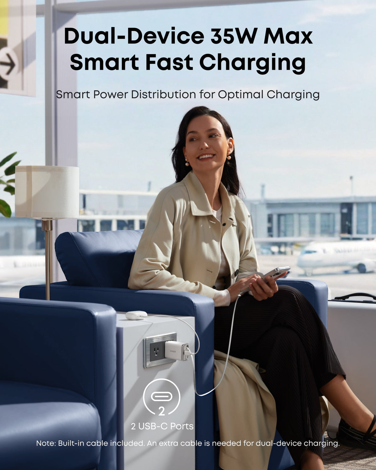 Anker Nano Charger (35W, Built-In Retractable USB-C Cable) - Agenda365.com