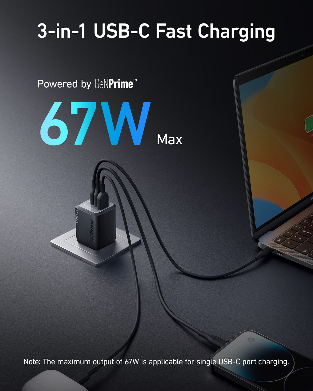 Anker Prime 67W GaN Wall Charger (3 Ports) - Agenda365.com