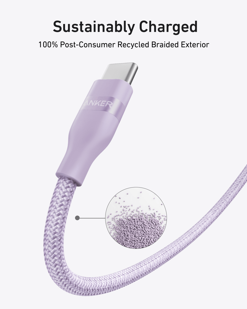 Anker USB-C to USB-C Cable (3 ft / 6 ft, 240W, Upcycled-Braided) - Agenda365.com