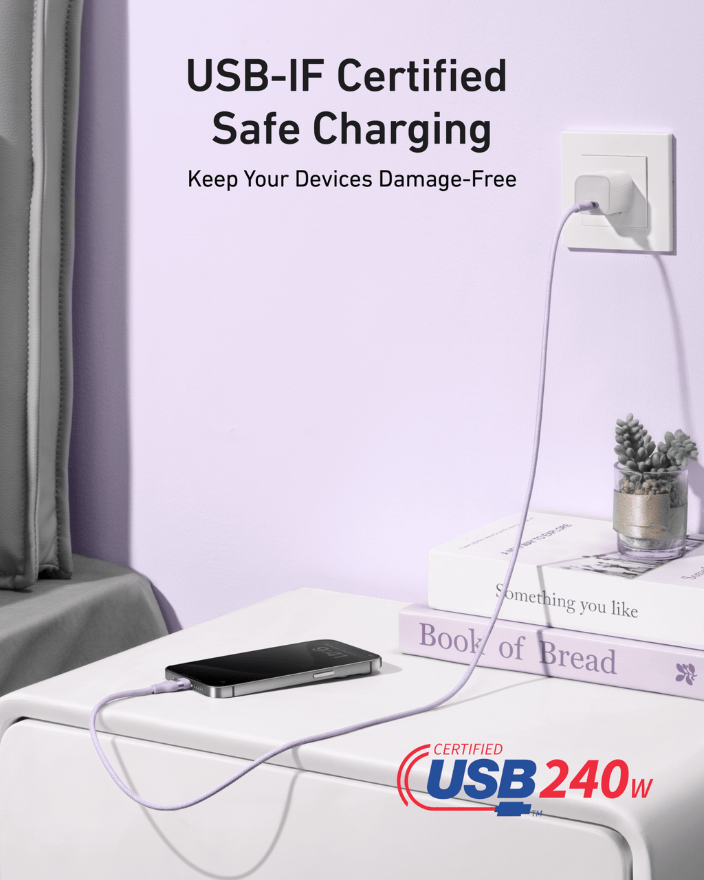 Anker USB-C to USB-C Cable (3 ft / 6 ft, 240W, Upcycled-Braided) - Agenda365.com