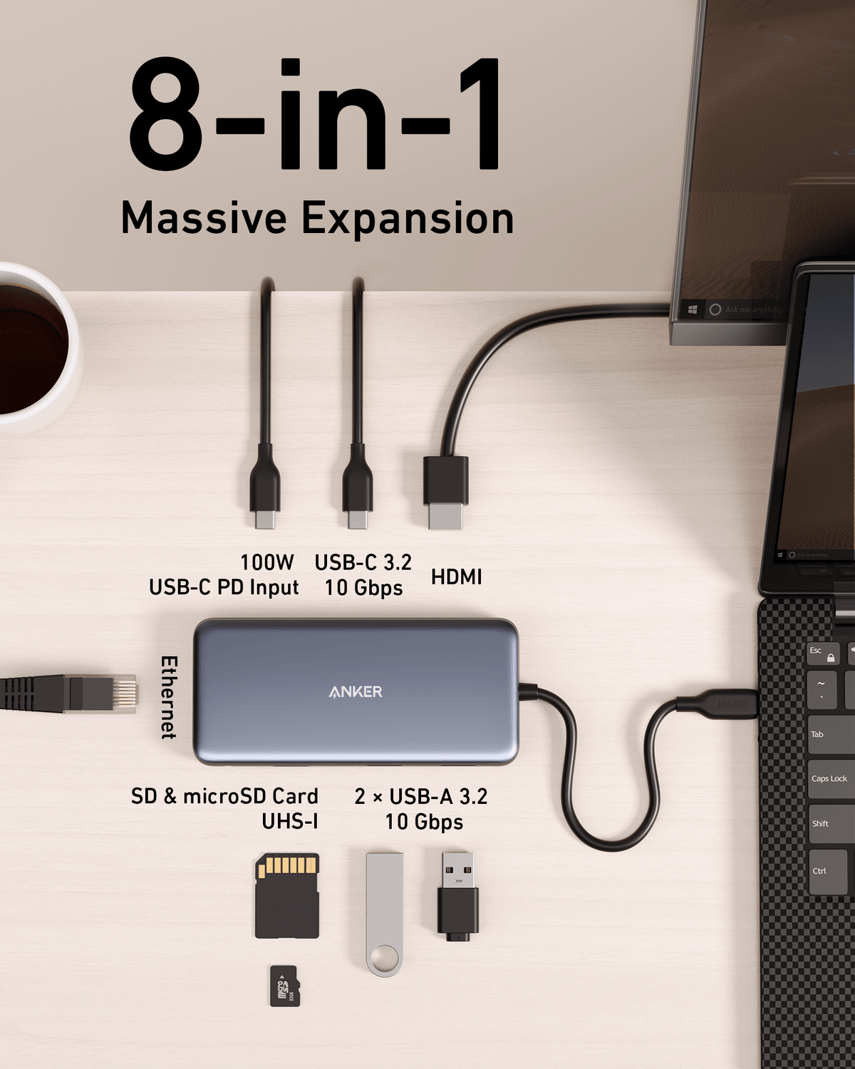 Anker <b>555</b> USB-C Hub (8-in-1) - Agenda365.com