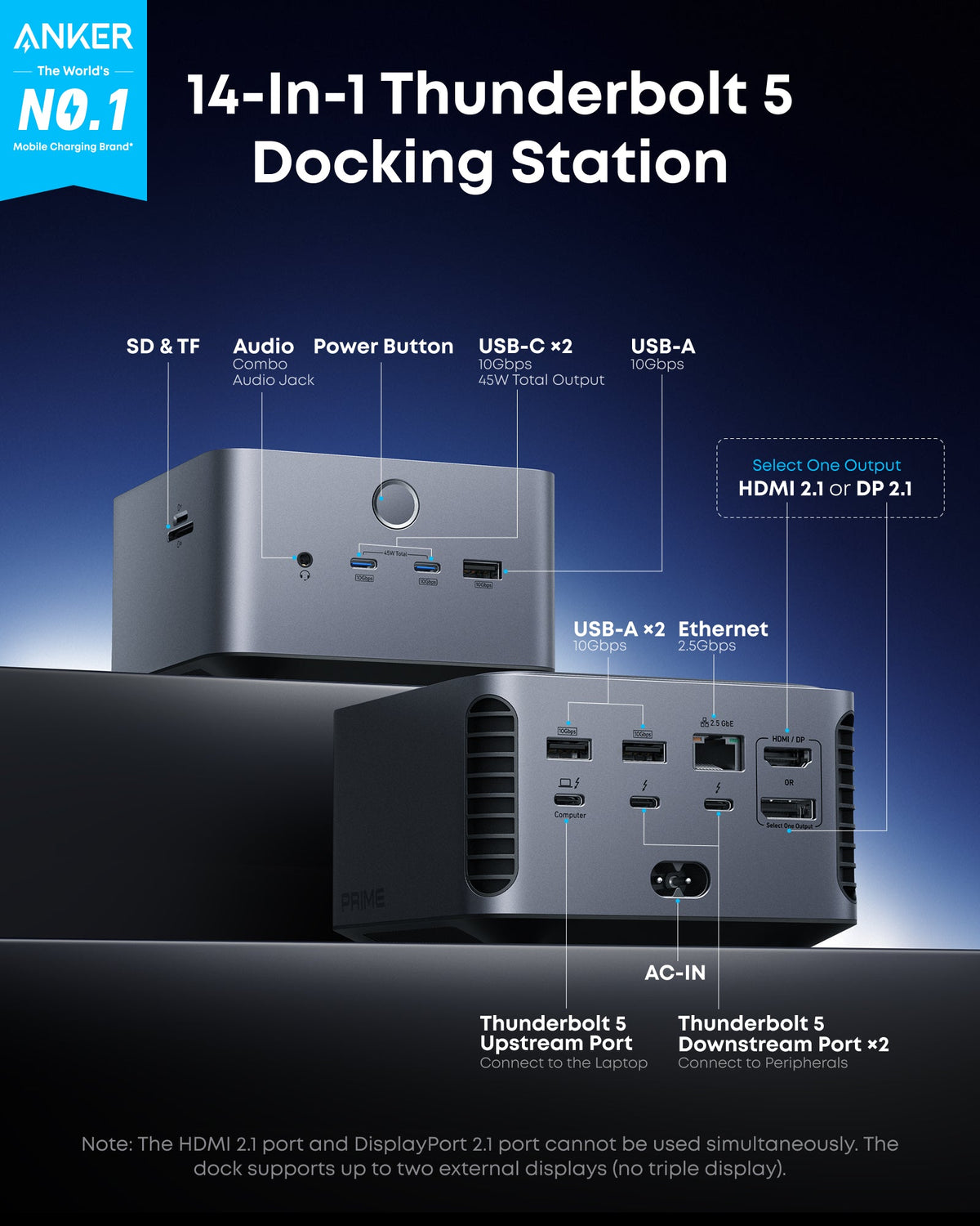 Anker Prime TB5 Docking Station (14-in-1, 8K, Thunderbolt 5 ) - Agenda365.com