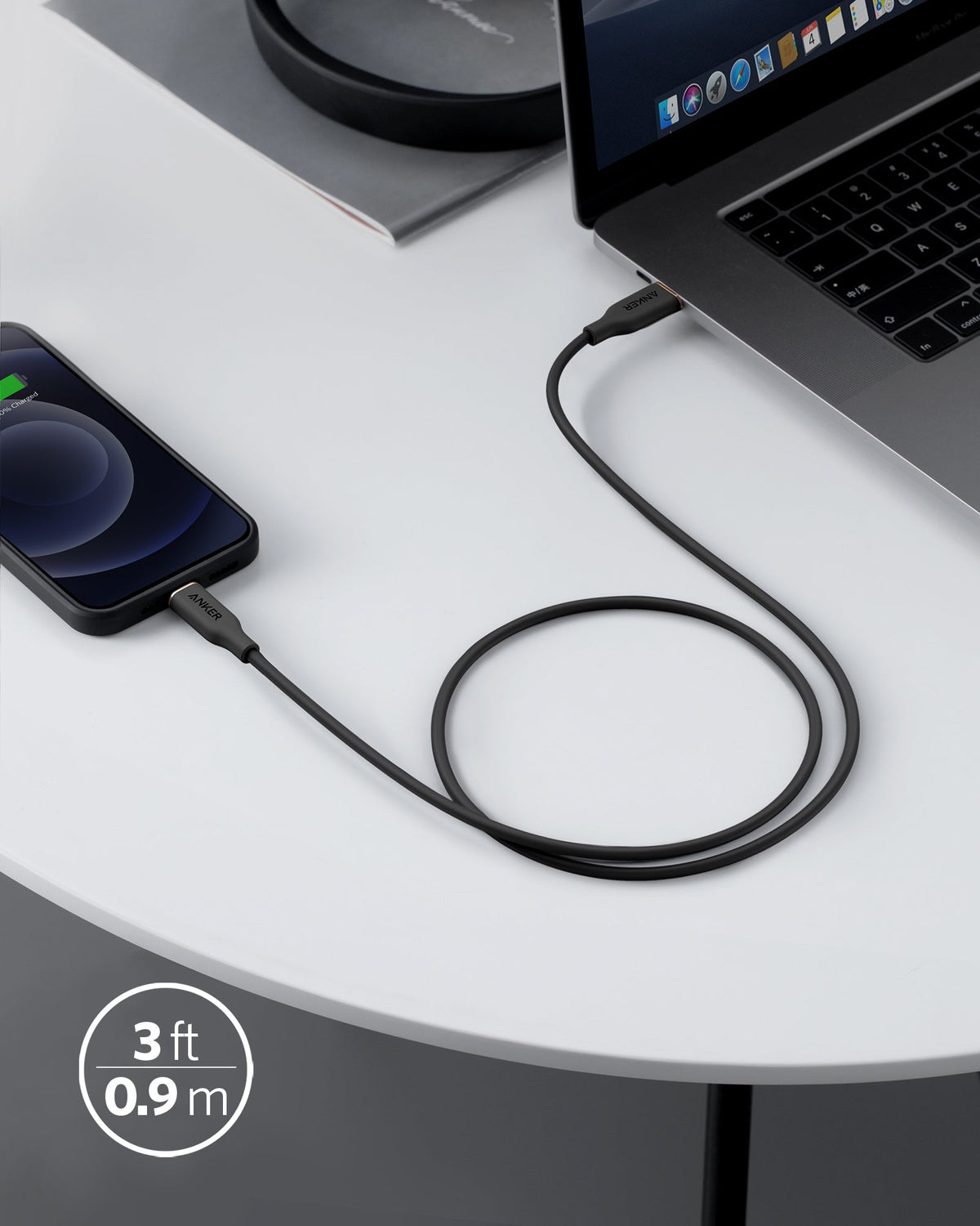Anker <b>641</b> USB-C to Lightning Cable (Flow, 3 ft Silicone) - Agenda365.com
