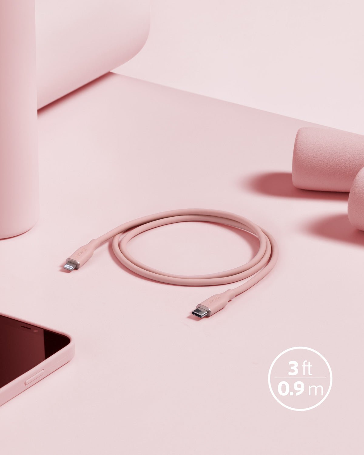 Anker <b>641</b> USB-C to Lightning Cable (Flow, 3 ft Silicone) - Agenda365.com