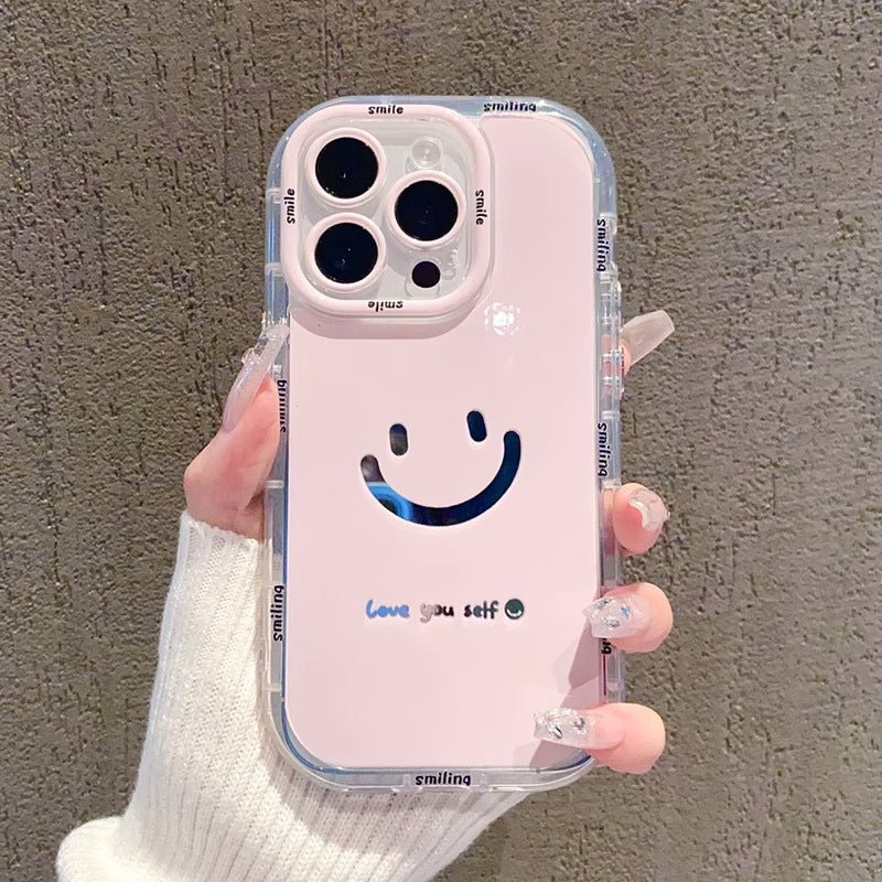 Mirror cream case suitable for Apple 16 Promax phone case with painted smiling face on iPhone 14/13 - Agenda365.com