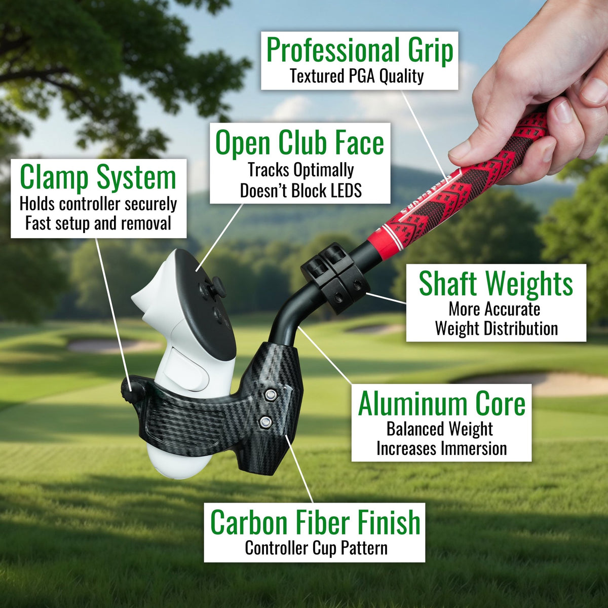DriVR Ace - VR Golf Club Handle Accessory - Compatible with Quest 3/3s and Pro - Agenda365.com