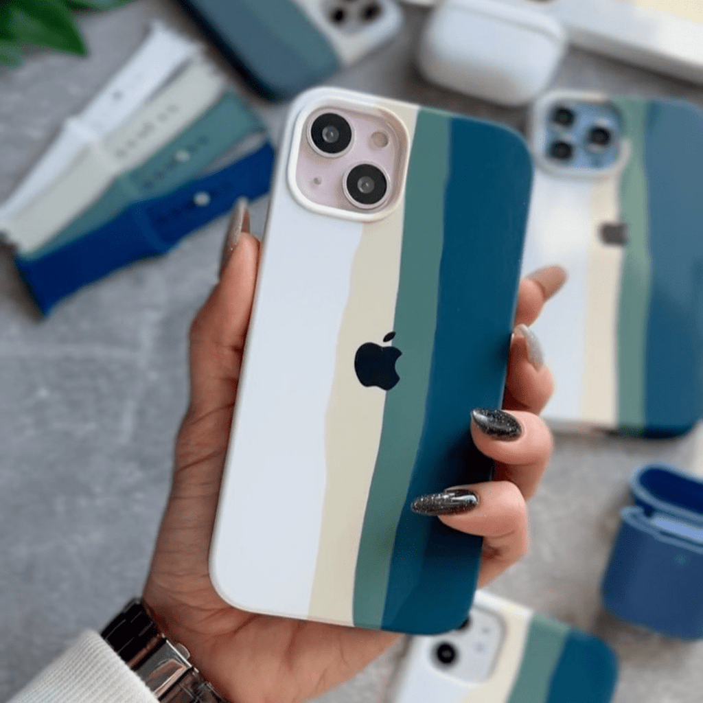 iPhone Silicone Case (Teal Rainbow) - Agenda365.com