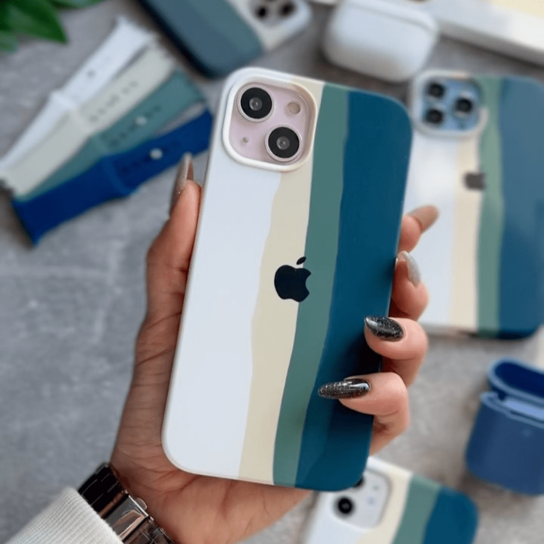iPhone Silicone Case (Teal Rainbow) - Agenda365.com