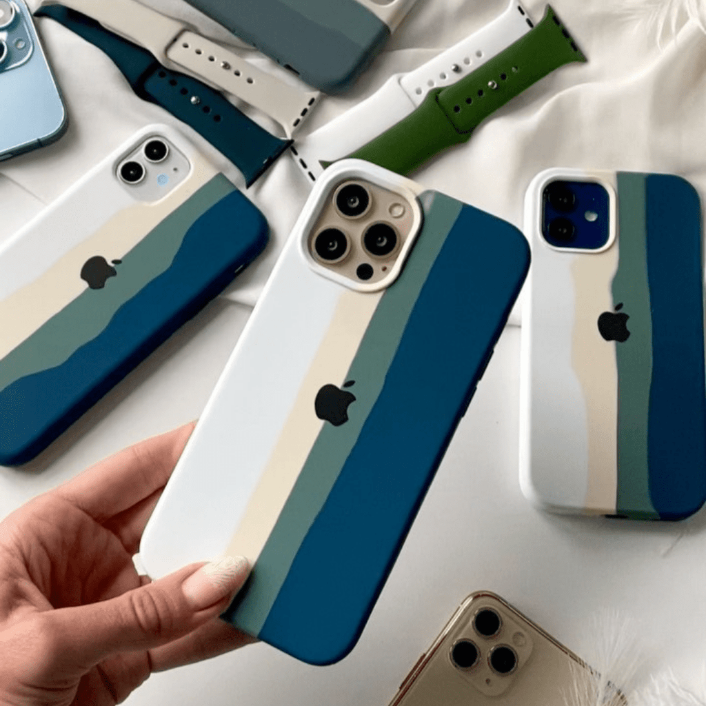 iPhone Silicone Case (Teal Rainbow) - Agenda365.com