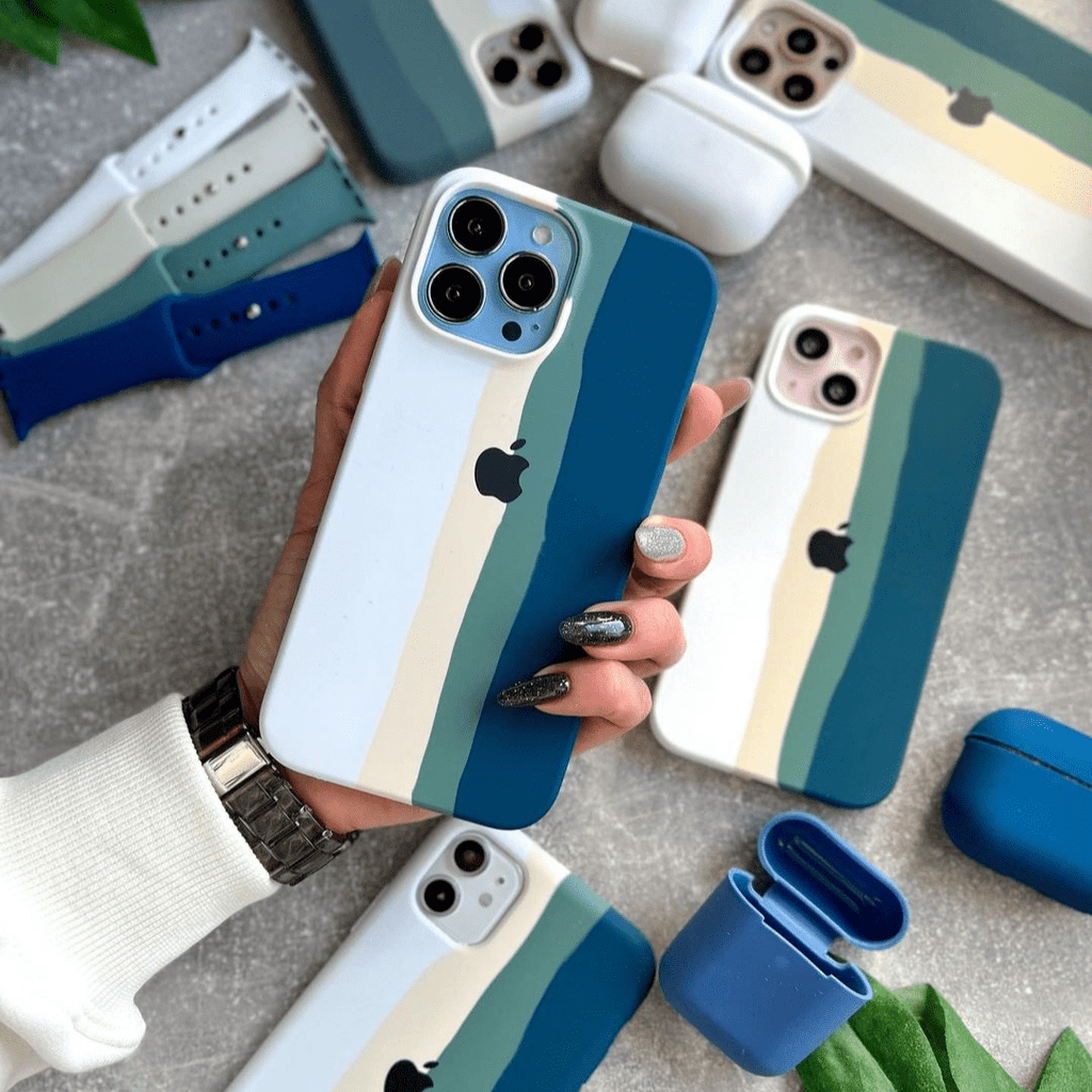 iPhone Silicone Case (Teal Rainbow) - Agenda365.com