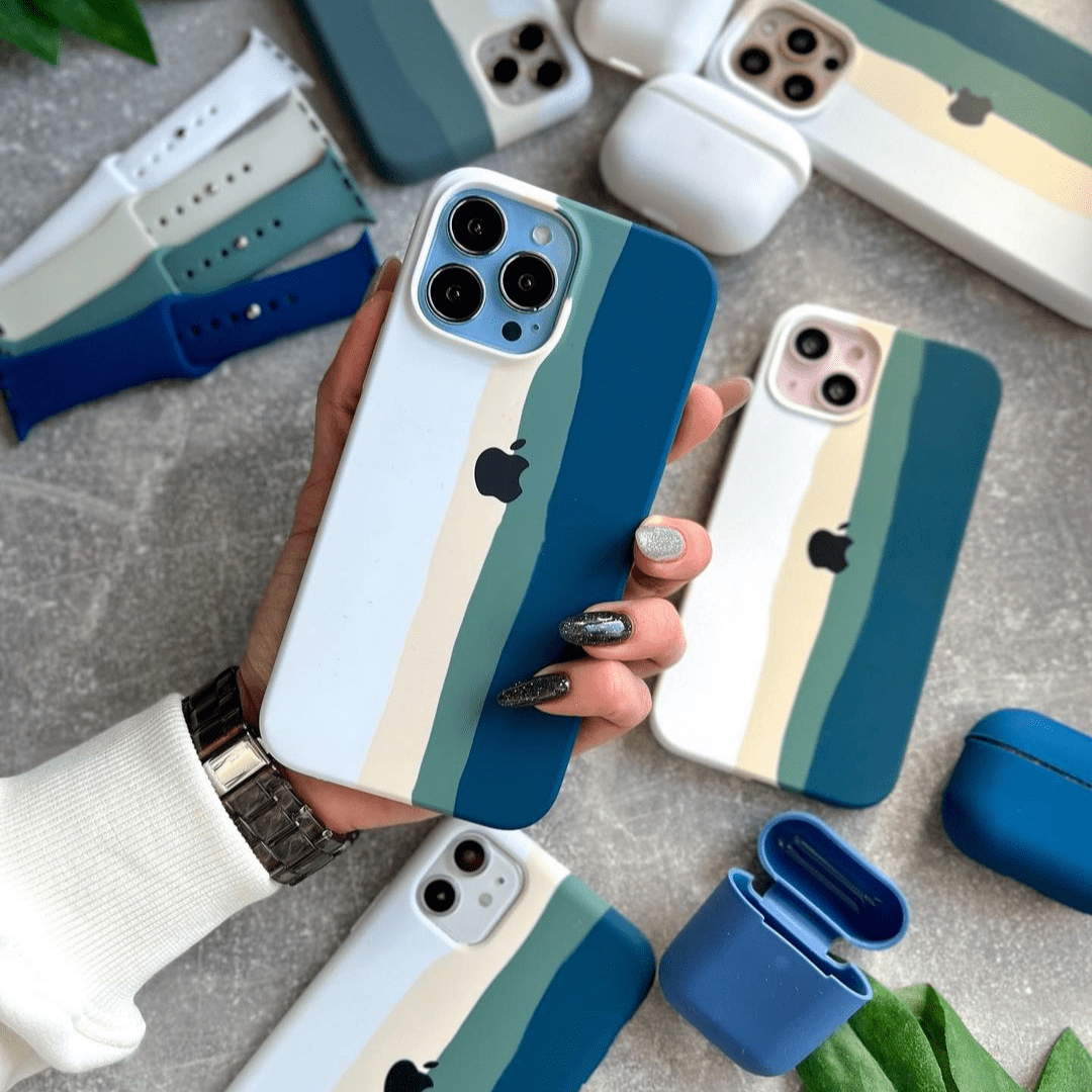 iPhone Silicone Case (Teal Rainbow) - Agenda365.com