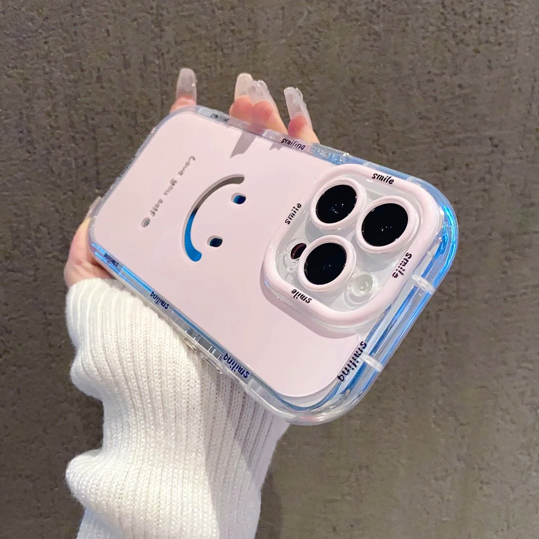 Mirror cream case suitable for Apple 16 Promax phone case with painted smiling face on iPhone 14/13 - Agenda365.com