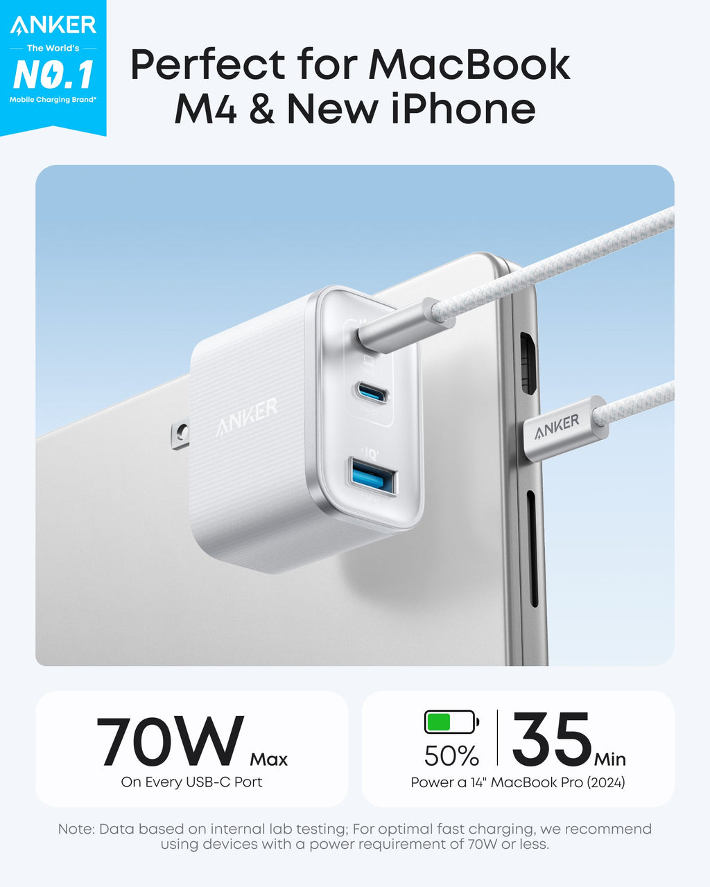 Anker Nano Charger (70W, 3 Ports) - Agenda365.com