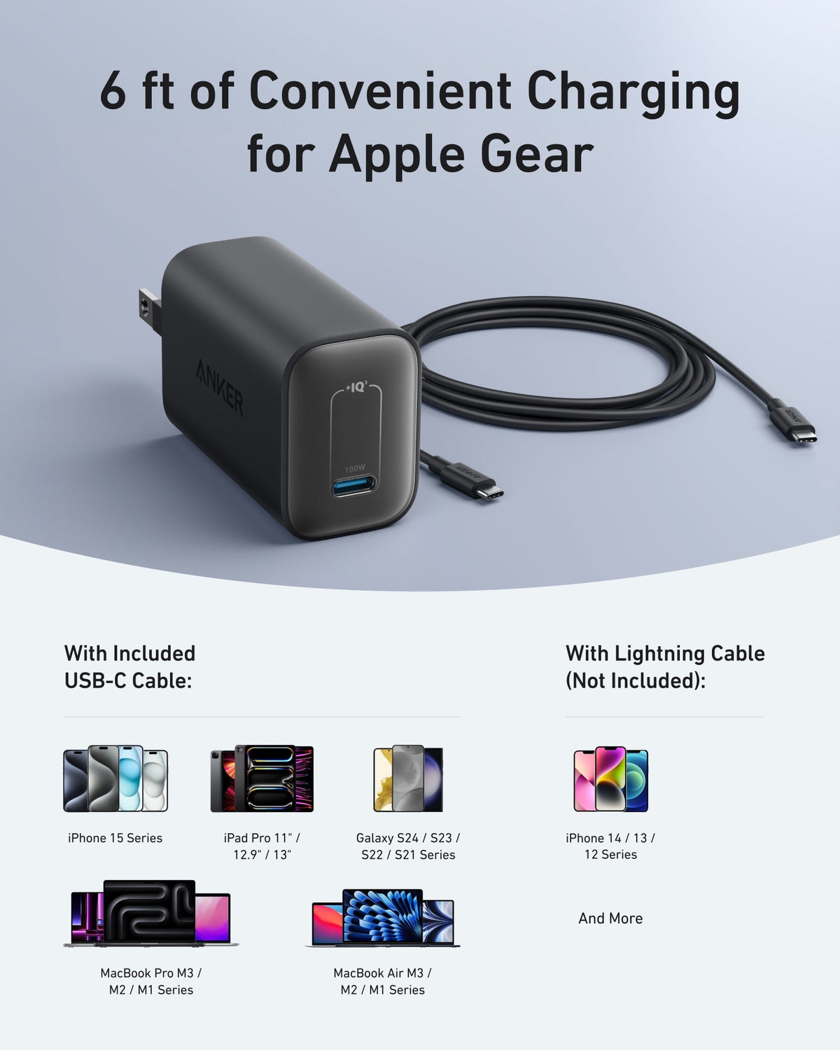 Anker Nano Charger (100W) with USB-C Cable - Agenda365.com